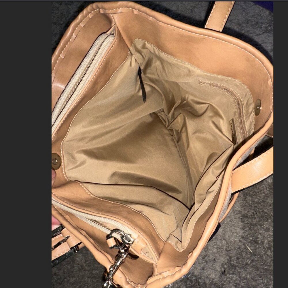 Giani Bernini Shoulder Bag EUC Black Brown Tan Colorblock - Picture 13 of 16